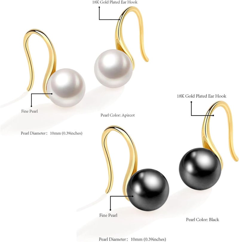 إيروريكس أقراط اللؤلؤ للنساء أقراط متدلية من اللؤلؤ، أقراط دائرية مضادة للحساسية، أقراط متدلية من اللؤلؤ خفيفة الوزن، أقراط مطلية بالذهب عيار 18 قيراطًا - Image 2