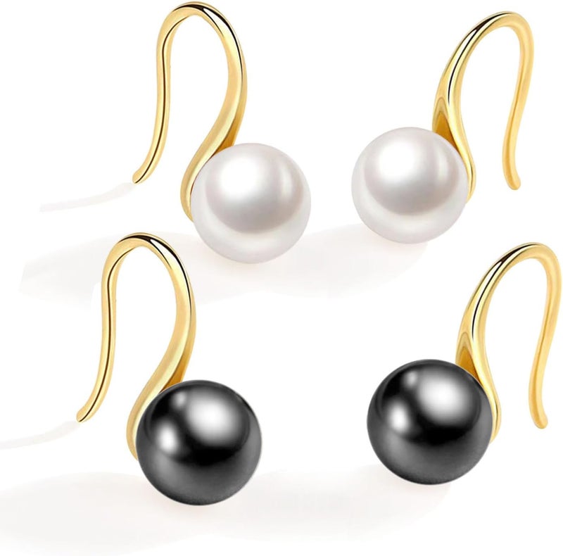 إيروريكس أقراط اللؤلؤ للنساء أقراط متدلية من اللؤلؤ، أقراط دائرية مضادة للحساسية، أقراط متدلية من اللؤلؤ خفيفة الوزن، أقراط مطلية بالذهب عيار 18 قيراطًا - Image 1