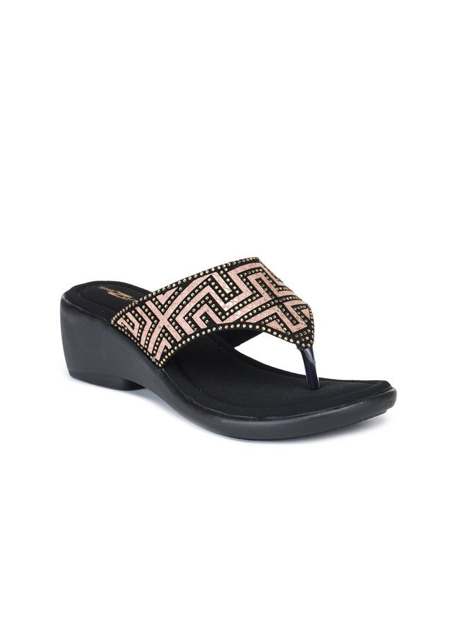 She Zone Beige Embellished Wedge Sandals for Women - Image 2