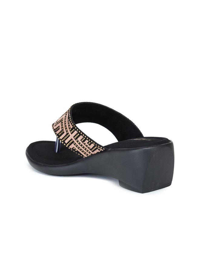 She Zone Beige Embellished Wedge Sandals for Women - Image 3