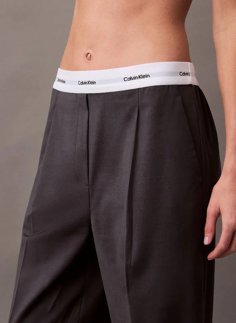 Calvin Klein Endless Gray Tropical Wool Blend Trousers for Women | Best Price UAE