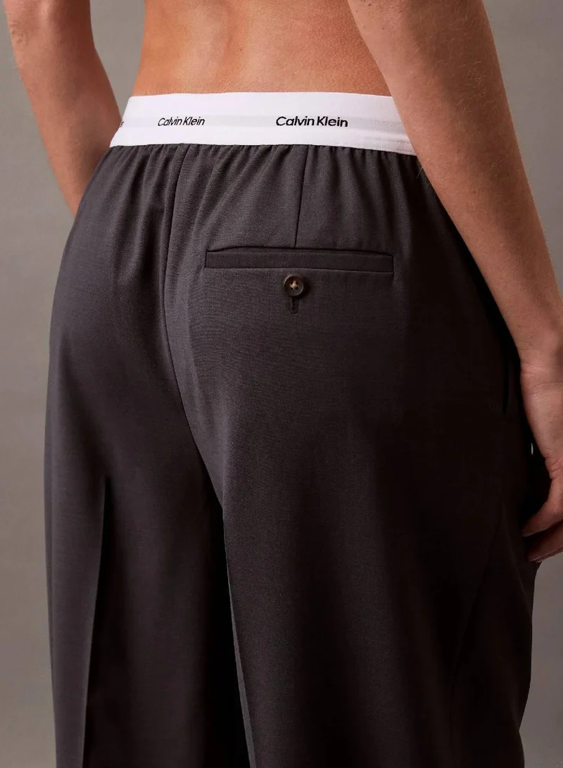 Calvin Klein Endless Gray Tropical Wool Blend Trousers for Women | Best Price UAE