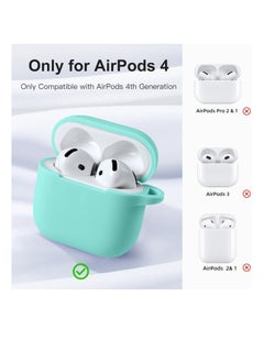 Generic AirPods 4 Case(2024), Soft Silicone Full Protective Case Cover for Apple AirPods 4 Case with Keychain, Compatible with AirPods 4th Generation Case Accessories for Women Men, Mint Green  - Image 2