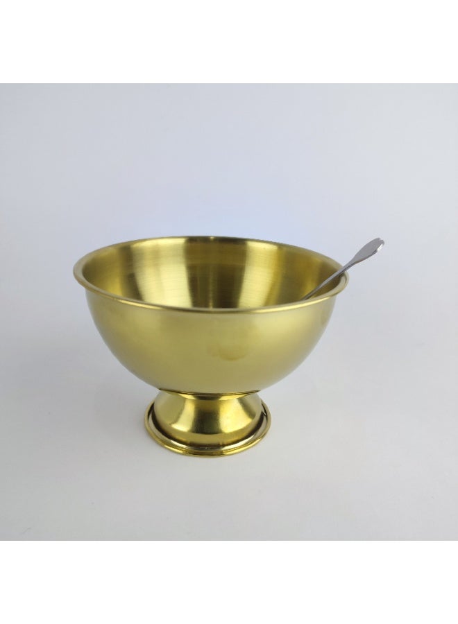 بولة صغيرة استانلس جولد وشوكة صغيرة - لتقديم سلطة الفواكه - خامة عالية الجودة - Image 1