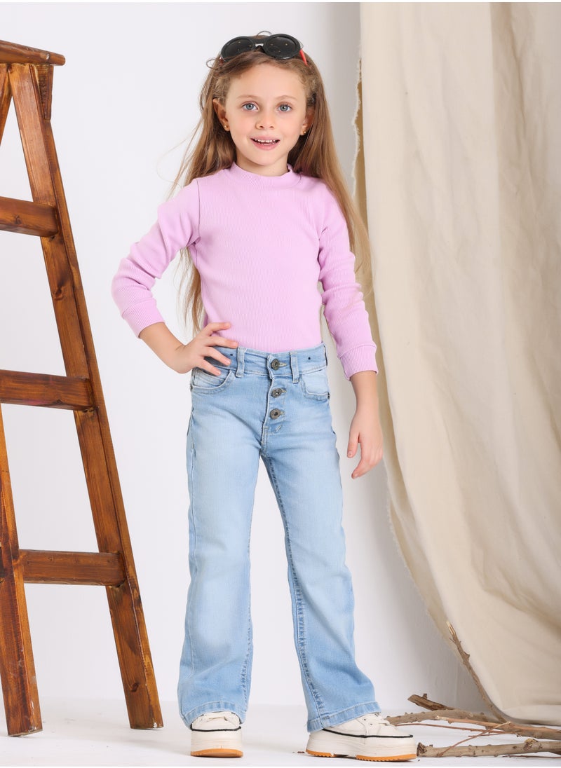 JBS DENIM - Charleston Jeans Trousers For Girls Light Blue Color 7039 - Image 1