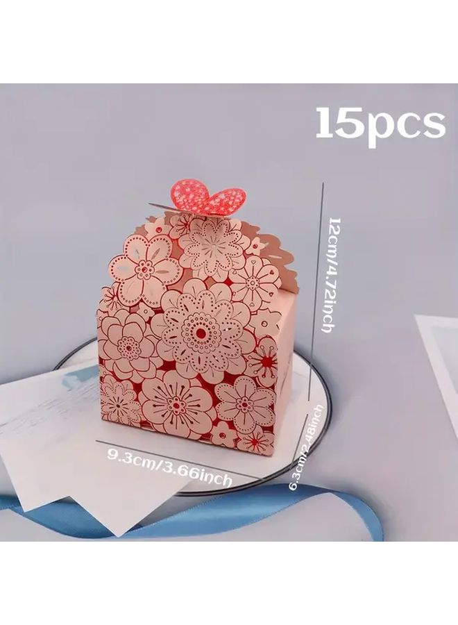 15 Pieces Romantic Flower Butterfly Candy Boxes Party Favor Boxes for Wedding Valentine Day Christmas Anniversary Birthday Decoration Celebration Gifts - Image 3