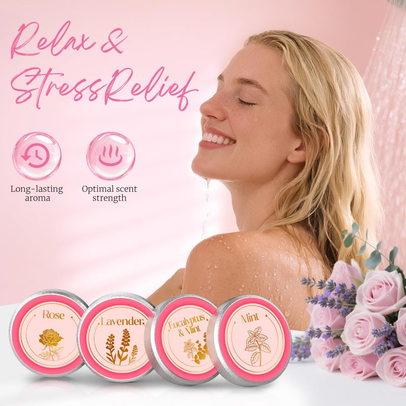 Sanyi Easter Basket Stuffers for Adults Teens, 8 Pcs Shower Steamers Aromatherapy Birthday Gift for Women, Mom Gifts for Mothers Day Natural Essential Oil Self Care Relaxation,Pink - Image 4