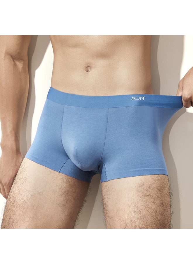 Aun Men's Seamless Modal Antibacterial Boxer Briefs High Elastic Breathable Black+gray+blue XL