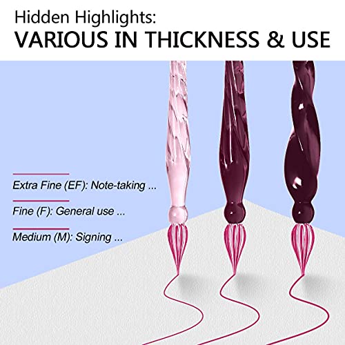 ESSSHOP Glass Pen Calligraphy Set - 3 Purple Crystal Dip Pens Color Ink and Pen Holder Art Supplies Kit for Signatures Beginners Journaling Lettering Drawing Holiday Gift Decoration - Image 2