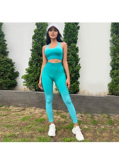 Breathable Quick-Dry Sports Bra Pants Set Green gradient