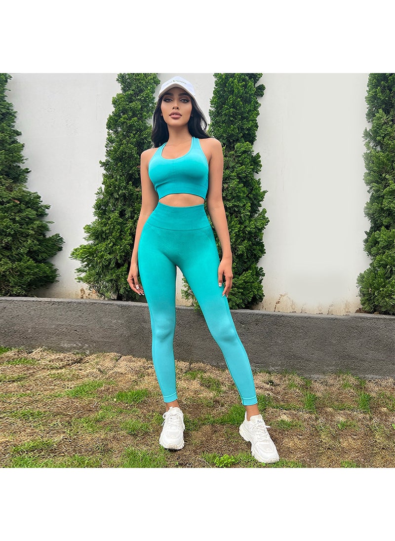 Generic - Breathable Quick-Dry Sports Bra Pants Set Green gradient - Image 1