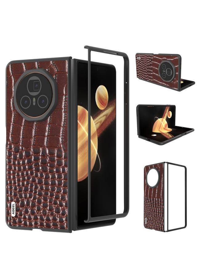 S-TOP Case For Honor Magic V3 ABEEL Genuine Leather Crocodile Pattern Black Edge Phone Case - Image 1