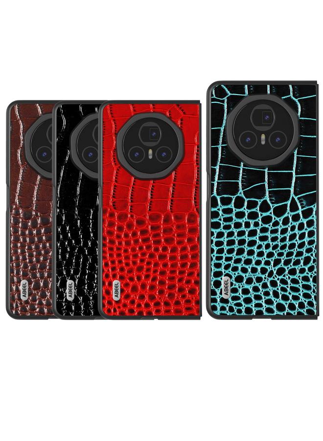 S-TOP Case For Honor Magic V3 ABEEL Genuine Leather Crocodile Pattern Black Edge Phone Case - Image 5