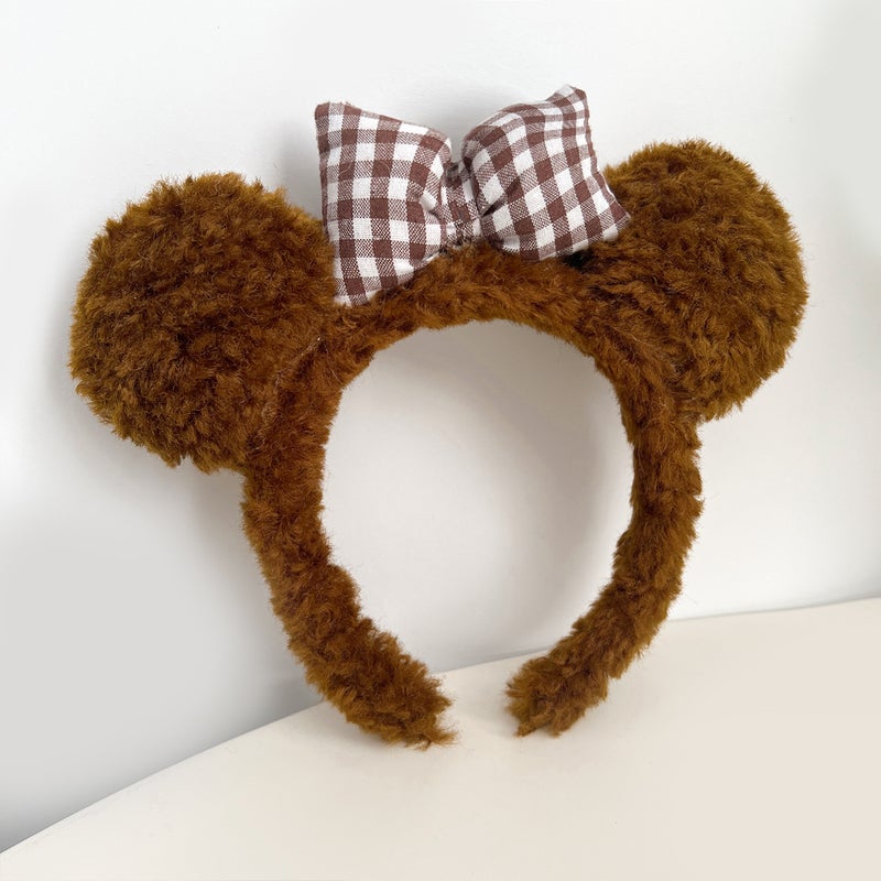 Generic Canyi Special Face Wash for Women 2024 New Autumn and Winter Headband Headband Cute Cartoon Plush Bear Kt Cat Headband G1133-1 dark coffee color