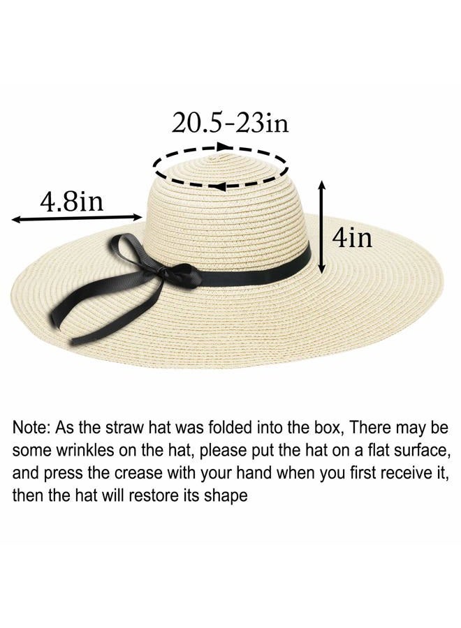 Double Couple Womens Straw Hat Wide Brim Floppy Beach Sun Hat for Women UPF 50+ Adjustable Strap Vacation - Image 3