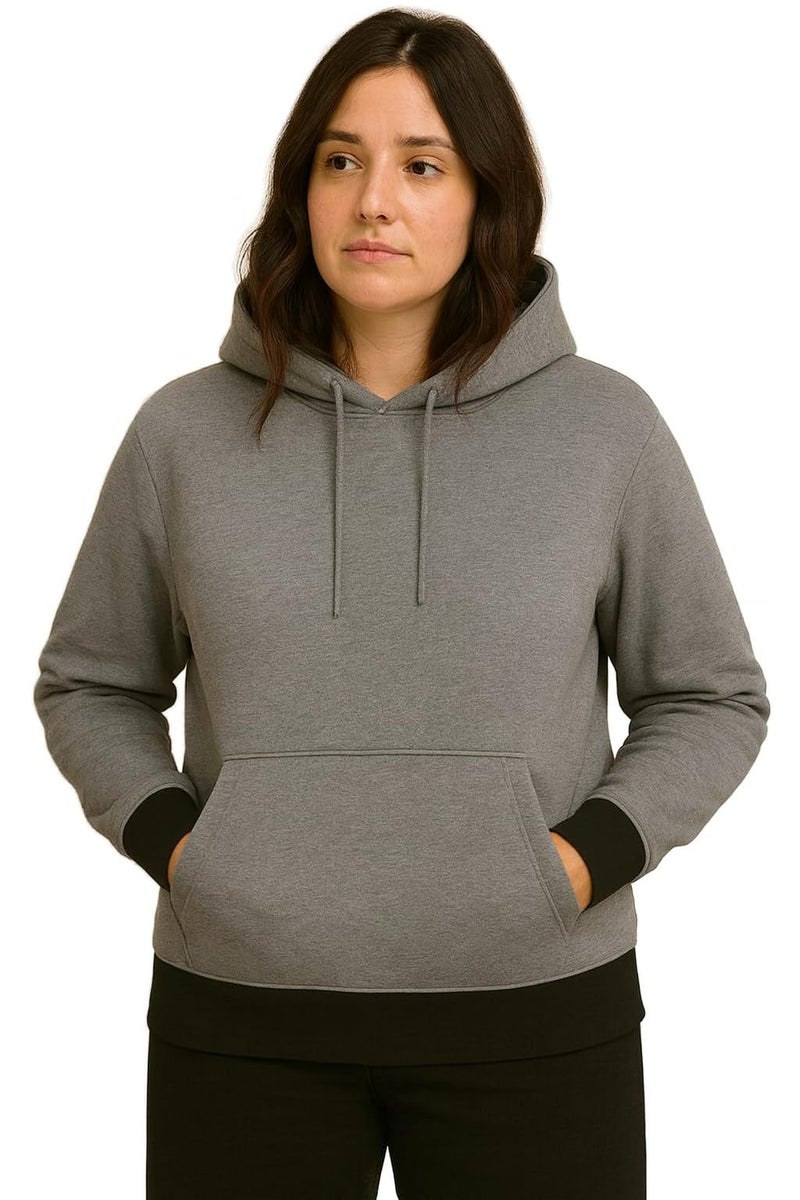 RodZen Cotton Fleece Oversized/Loose Fit Hooded Sweatshirt Full Sleeves Solid Jumper Hoodie for Women/Girls (Grey, 2XL) - Image 5