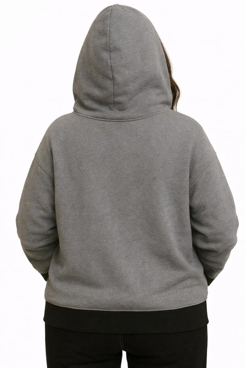 RodZen Cotton Fleece Oversized/Loose Fit Hooded Sweatshirt Full Sleeves Solid Jumper Hoodie for Women/Girls (Grey, 2XL) - Image 2