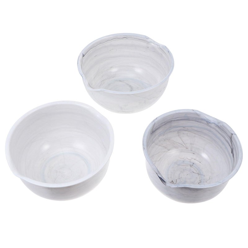Marble Pattern 3pcs Plastic Mixing Bowls Set For Salad Fruit Vegetable Serving And Food Storage - Image 2