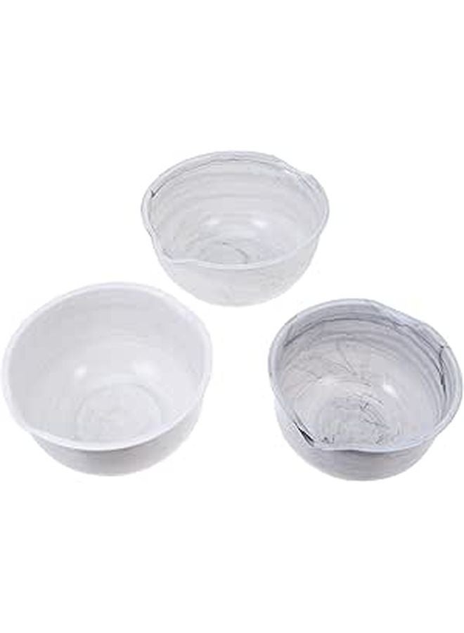 Marble Pattern 3pcs Plastic Mixing Bowls Set For Salad Fruit Vegetable Serving And Food Storage - Image 1