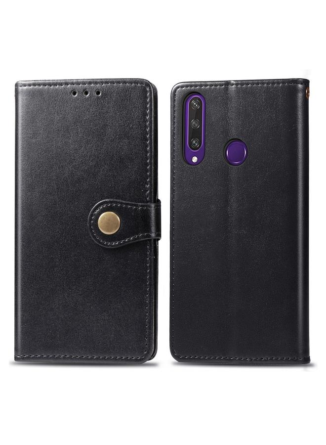 S-TOP Case For Huawei Y6P Retro Solid Color Leather Buckle Phone Case with Lanyard & Photo Frame & Card Slot & Wallet & Stand Function - Image 1