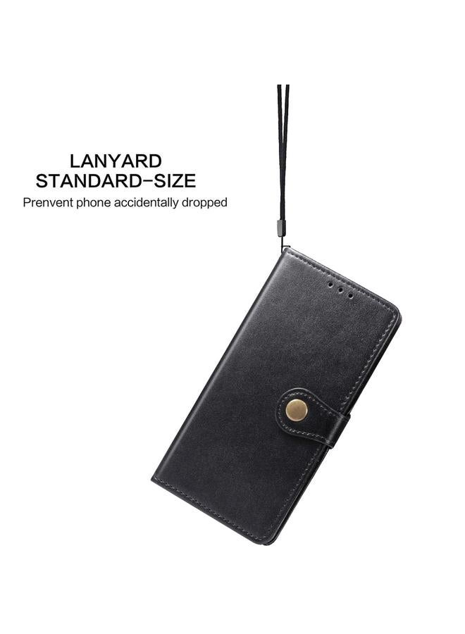 S-TOP Case For Huawei Y6P Retro Solid Color Leather Buckle Phone Case with Lanyard & Photo Frame & Card Slot & Wallet & Stand Function - Image 4