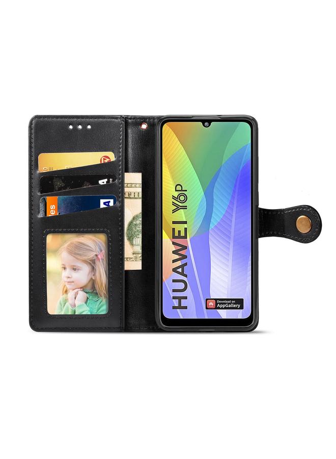 S-TOP Case For Huawei Y6P Retro Solid Color Leather Buckle Phone Case with Lanyard & Photo Frame & Card Slot & Wallet & Stand Function - Image 2