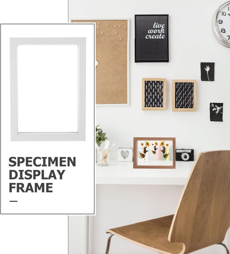 Zerodeko Creative Double-sided Glass Picture Frame 7 Inch White Wooden Display Frame for Specimen and Pressed Flowers Artwork, Decorative Tabletop Photo Stand for Home Décor - Image 3