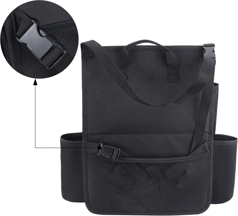 Luxja Car Seat Storage Organiser with Laptop & Tablet Storage - Black - Image 4