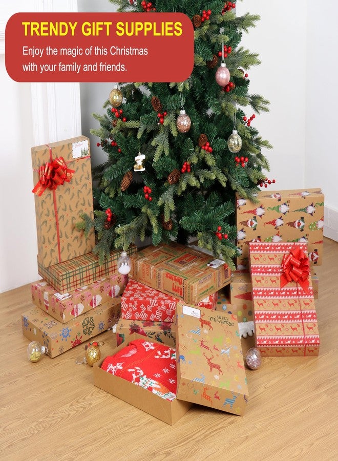 POPGIFTU Christmas Gift Boxes with Lids – 12 Pack Medium Kraft Shirt Boxes with Tissue Paper & Name Tags, 12 Holiday Designs Wrapping Boxes for Christmas Gifts & Parties - Image 5
