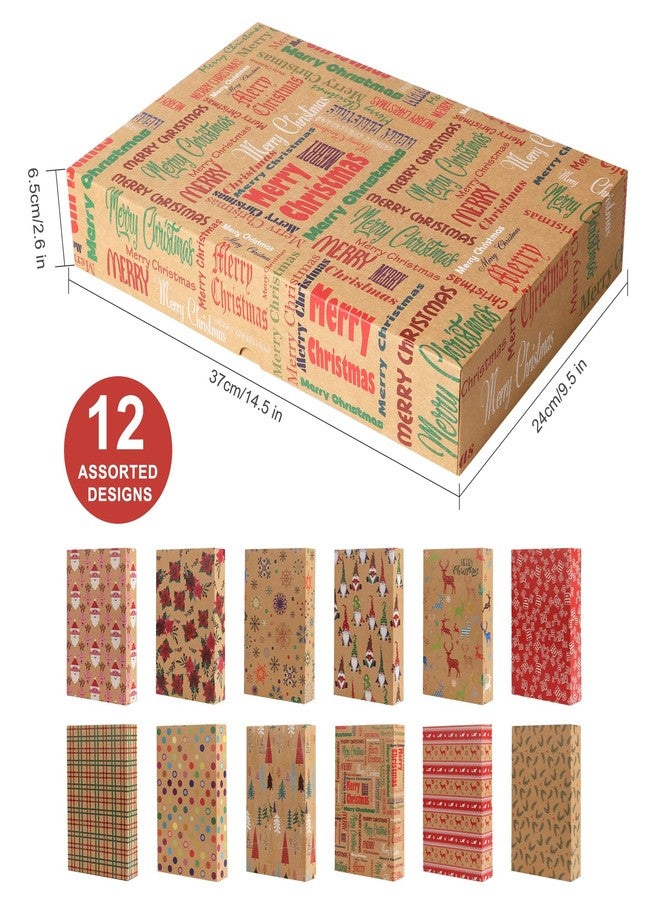 POPGIFTU Christmas Gift Boxes with Lids – 12 Pack Medium Kraft Shirt Boxes with Tissue Paper & Name Tags, 12 Holiday Designs Wrapping Boxes for Christmas Gifts & Parties - Image 2