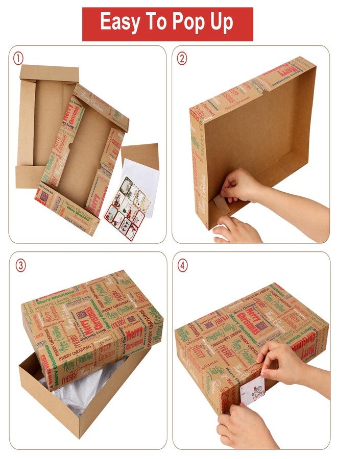 POPGIFTU Christmas Gift Boxes with Lids – 12 Pack Medium Kraft Shirt Boxes with Tissue Paper & Name Tags, 12 Holiday Designs Wrapping Boxes for Christmas Gifts & Parties - Image 3