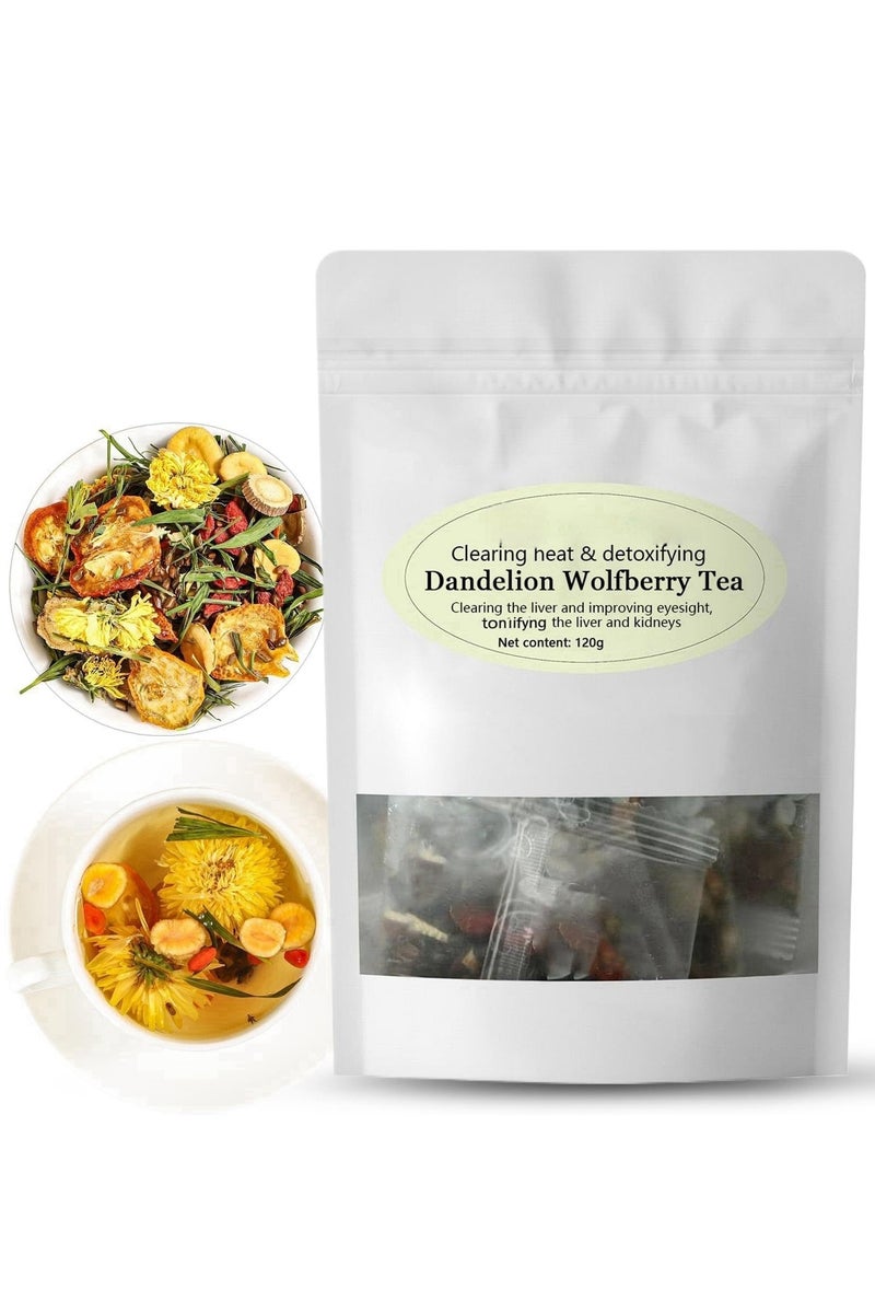 دانديليون شاي الهندباء والتوت الأسود ينظف الكبد ويحسن البصر، يحمي الكبد والكلى. الوزن الصافي: 120 جرام (10 جرام × 12 كيس) - Image 1