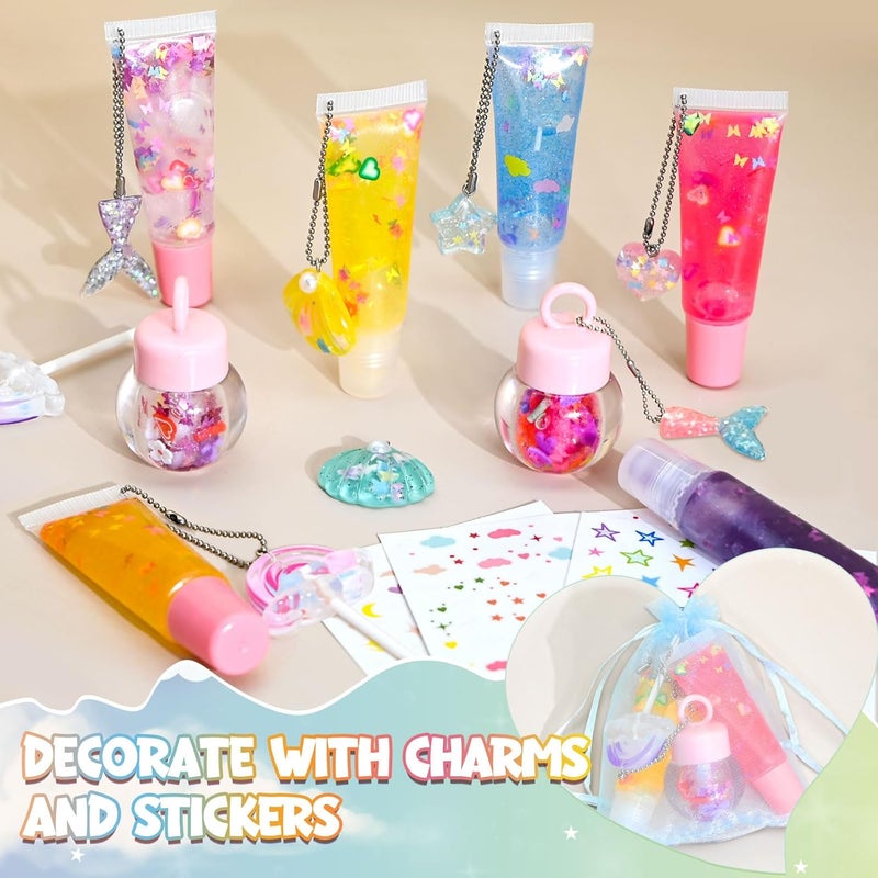Jcoos Lip Gloss Making Kit, 73 Pieces Lip Gloss Keychain Lip Gloss Moisturising Lip Gloss DIY Handmade Set Funny DIY Kit for Beginners - Image 5