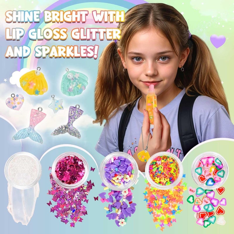 Jcoos Lip Gloss Making Kit, 73 Pieces Lip Gloss Keychain Lip Gloss Moisturising Lip Gloss DIY Handmade Set Funny DIY Kit for Beginners - Image 4