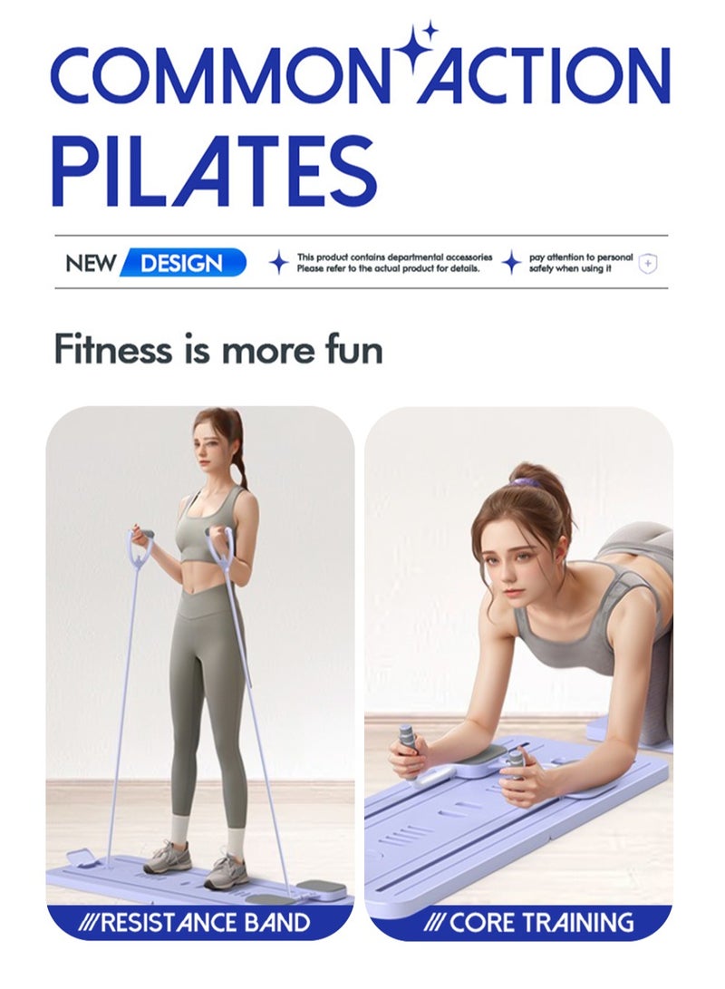 EzzySo Pilates Board 5 in1 Pilates Reformer Set Core and Abdominal Trainers Multi-Purpose Foldable Pilates Reformer Board for Home 5 in 1 Pilates Sliding Board Purple - Image 2