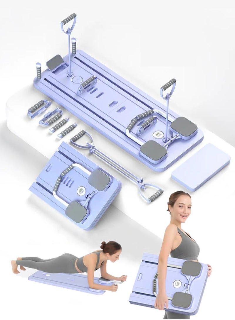 EzzySo Pilates Board 5 in1 Pilates Reformer Set Core and Abdominal Trainers Multi-Purpose Foldable Pilates Reformer Board for Home 5 in 1 Pilates Sliding Board Purple - Image 1