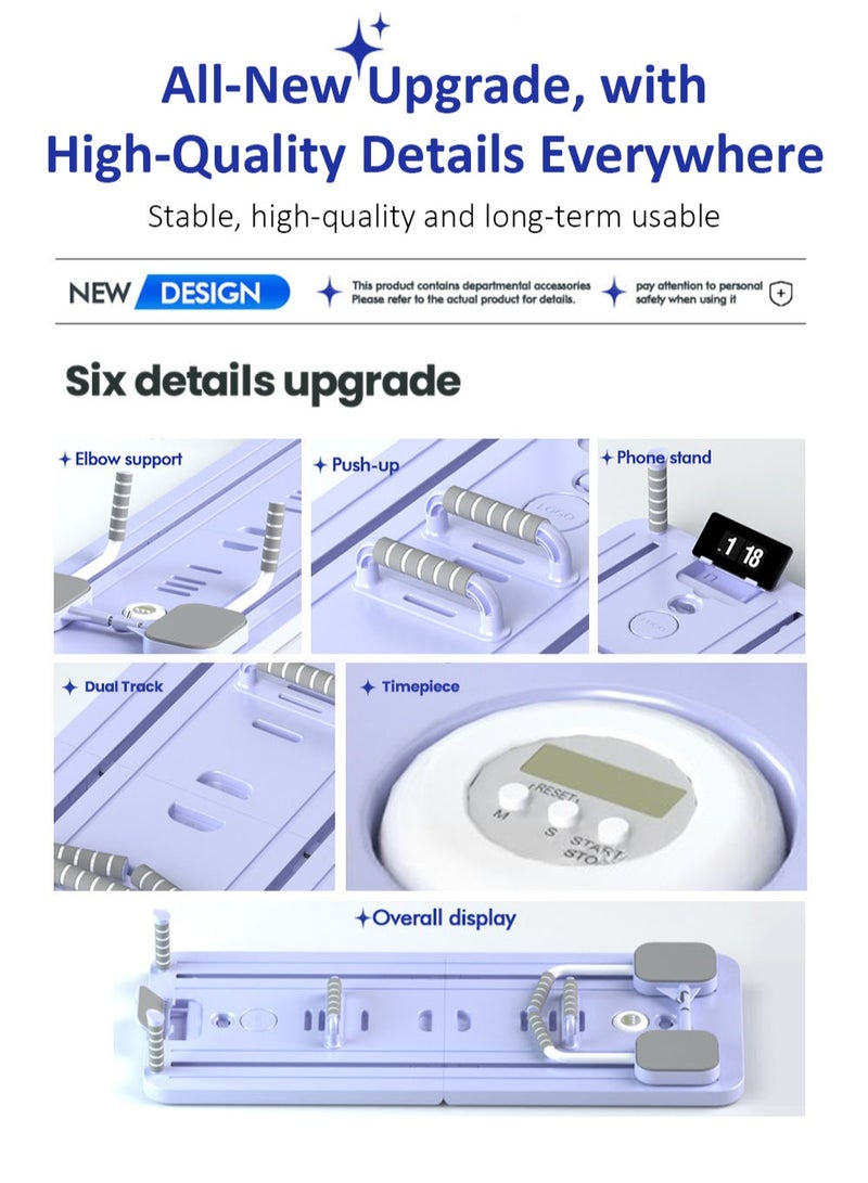 EzzySo لوحة بيلاتس 5 في 1 مجموعة ريفورمر بيلاتس مدربات الأساسية والبطن لوحة يوجا متعددة الأغراض قابلة للطي لوحة ريفورمر بيلاتس للمنزل 5 في 1 لوحة انزلاق بيلاتس باللون الأرجواني - Image 4