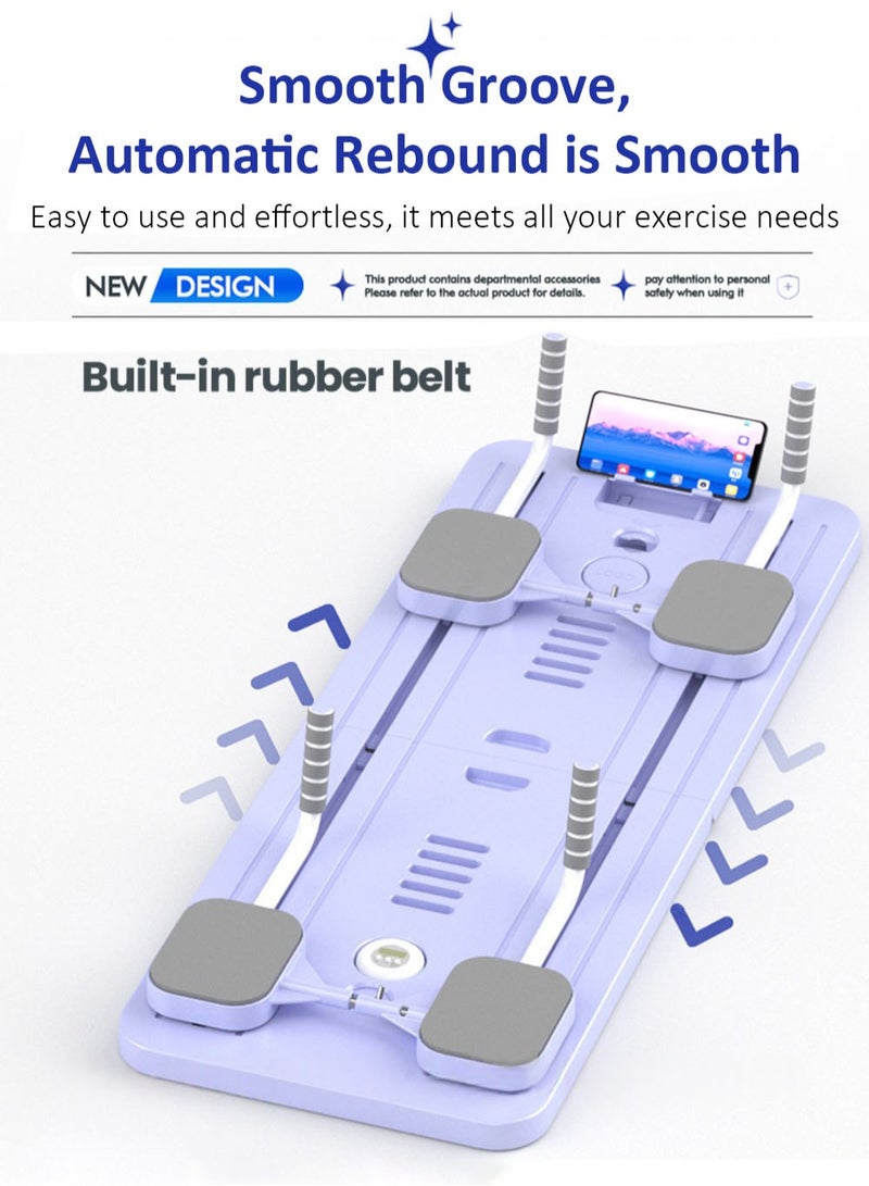 EzzySo لوحة بيلاتس 5 في 1 مجموعة ريفورمر بيلاتس مدربات الأساسية والبطن لوحة يوجا متعددة الأغراض قابلة للطي لوحة ريفورمر بيلاتس للمنزل 5 في 1 لوحة انزلاق بيلاتس باللون الأرجواني - Image 5