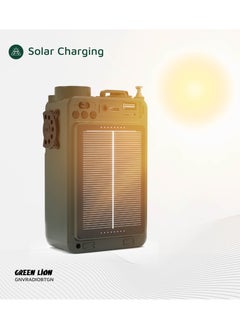 GREEN LION Vintage Solar Pro Radio and Bluetooth Speaker with Power Bank / Compass/ Radio / Hand Crank Charging / Solar Charging / Flashlight for Outdoor & Camping - Green  - Image 4