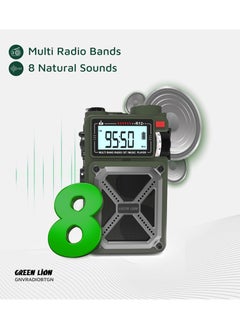 GREEN LION Vintage Solar Pro Radio and Bluetooth Speaker with Power Bank / Compass/ Radio / Hand Crank Charging / Solar Charging / Flashlight for Outdoor & Camping - Green  - Image 5