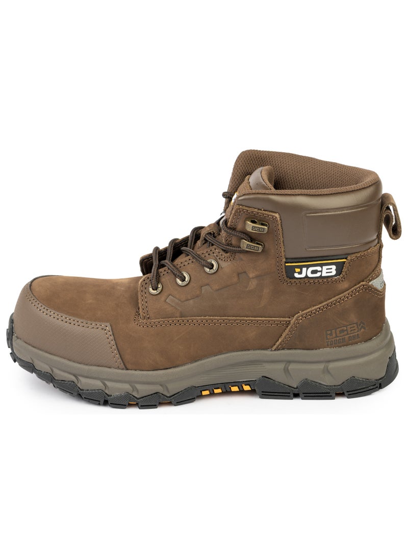 جيه سي بي حذاء أمان كلاسيكي هجين للرجال، مقاس ٦ بوصات، JCB-004A | مقدمة مركبة - جلد نوبوك، مقاوم للزيت والحرارة والانزلاق والثقب، معتمد من ASTM F2413-18، لون EH - بني متوسط - Image 3