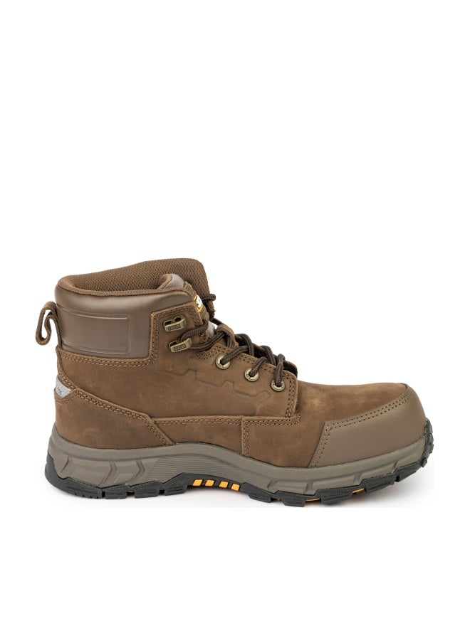 جيه سي بي حذاء أمان كلاسيكي هجين للرجال، مقاس ٦ بوصات، JCB-004A | مقدمة مركبة - جلد نوبوك، مقاوم للزيت والحرارة والانزلاق والثقب، معتمد من ASTM F2413-18، لون EH - بني متوسط - Image 1