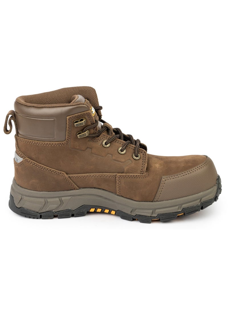 JCB Classic Hybrid 6" Safety Shoes for Men JCB-004A | Composite Toe – Nubuck Leather, Oil, Heat, Slip & Puncture Resistant, ASTM F2413-18 Certified, EH – Mid Brown - Image 3