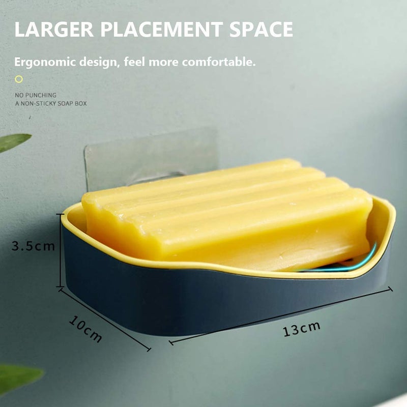 Inditradition Self Adhesive Wall Mounted Soap Holder for Bathroom | with Water Draining Tray, Plastic, (Pack of 2) (Multi) - Image 4