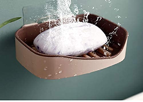 Inditradition Self Adhesive Wall Mounted Soap Holder for Bathroom | with Water Draining Tray, Plastic, (Pack of 2) (Multi) - Image 3