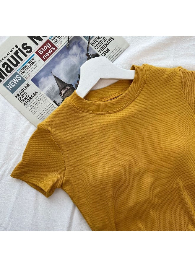 alo - ALO Ruched Crop Top with Chest Pads - Slim-Fit Breathable Yoga Shirt, Summer Short Sleeve Workout Tee - Image 1