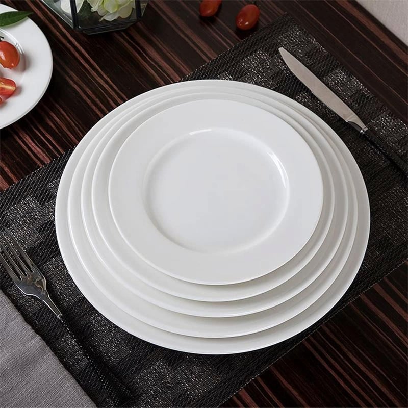 Mn Deer Premium White Porcelain Dinner Plates Set of 6 | Round Flat & Deep Serving Plates for Meat, Dessert, Salad or Soup | Scratch Resistant Dishwasher Safe (11" | 27.5cm, Flat) - Image 5