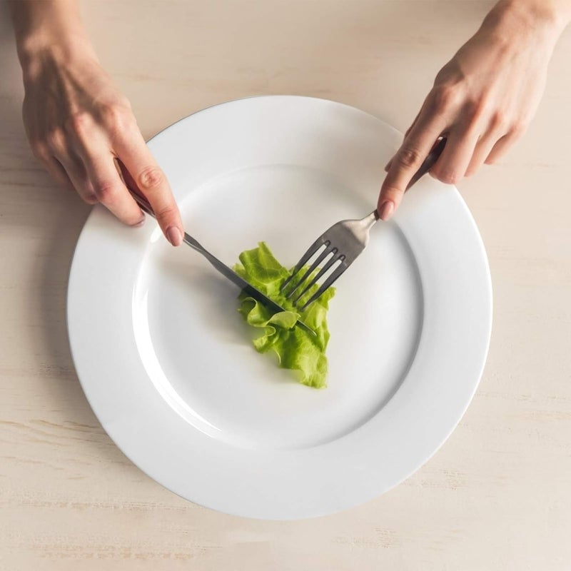 Mn Deer Premium White Porcelain Dinner Plates Set of 6 | Round Flat & Deep Serving Plates for Meat, Dessert, Salad or Soup | Scratch Resistant Dishwasher Safe (11" | 27.5cm, Flat) - Image 3