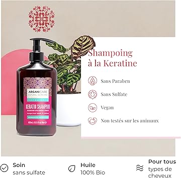 Arganicare Keratin Range REPAIR AND NUTRITIOUS SHAMPOO With Organic Keratin Regenerates Damaged Hair Prevents breakage Ultra Nourishing 400mL - Image 4