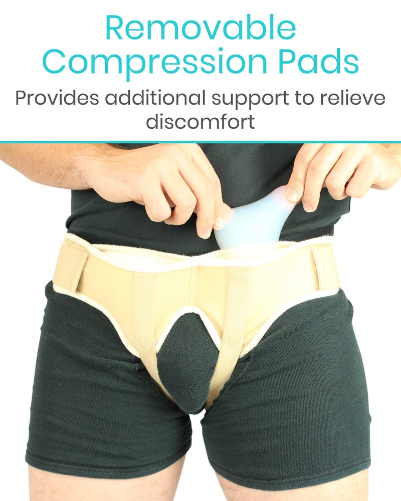 Vive Hernia Belt - Hernia Support Truss for Single/Double Inguinal or Sports Hernia - Two Removable Compression Pads & Adjustable Groin Straps - Surgery & Injury Recovery (Medium) - Image 5